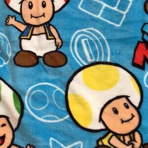 Super Mario multi colored Toad plush blanket Nintendo 50x70